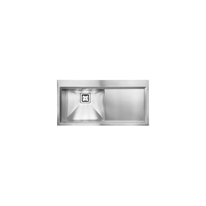 CM 012846.S2.01.2033 Glamour Mix Lavello da incasso slim 1 vasca a sinistra con gocciolatoio a destra in acciaio inox satinato (100x50 cm) colore Acciaio
