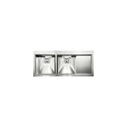 CM 012847.D3.01.2033 GLAMOUR MIX Lavello da Incasso 2 Vasche a Destra con Gocciolatoio 116 x 50 cm Slim Acciaio Inox Satinato con Fascia Miscelatore colore Inox Satinato