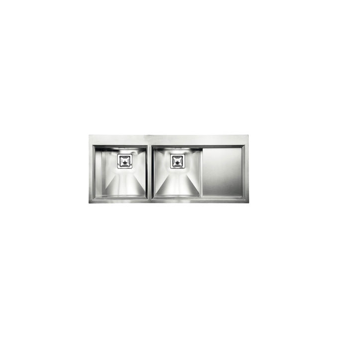 CM 012847.S3.01.2033 GLAMOUR MIX Lavello da Incasso 2 Vasche a Sinistra con Gocciolatoio Acciaio Inox Satinato (116x50x23 cm) colore Inox