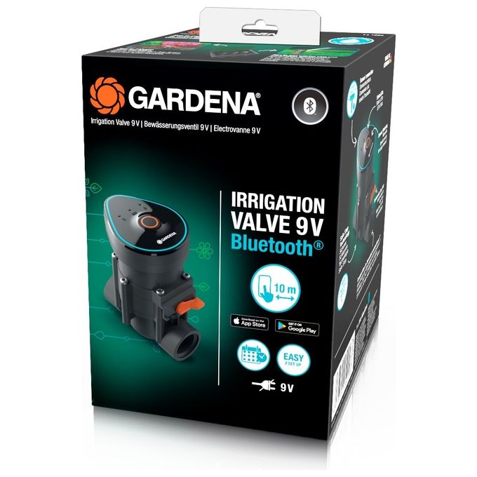 GARDENA Valvola di Irrigazione Cordless 9V Bluetooth, Alimentata a Batteria