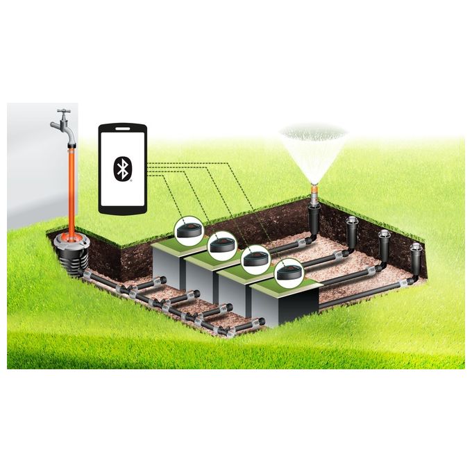 GARDENA Valvola di Irrigazione Cordless 9V Bluetooth, Alimentata a Batteria