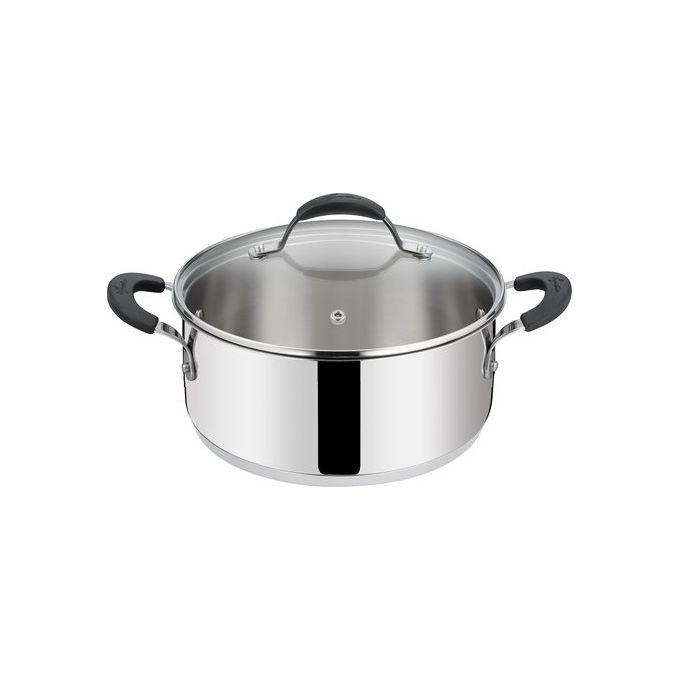 Lagostina 8900547483 Tempra Casseruola Bassa in Acciaio Inox 18-10 con Coperchio in Vetro Fondo Lagotherm adatto a Tutti i Piani di Cottura incluso Induzione colore Acciaio