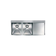 CM 012963.S2.01.2033 Serie Filoquadra Mix Lavello da Incasso 2 Vasche con Gocciolatoio a Destra Acciaio Inox Satinato (116x50 cm) colore Inox