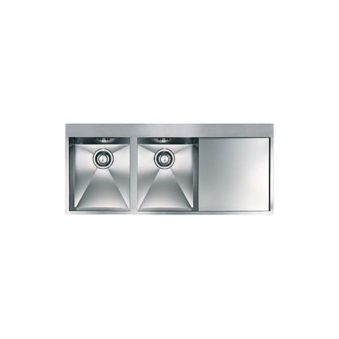 CM 012963.S2.01.2033 Serie Filoquadra Mix Lavello da Incasso 2 Vasche con Gocciolatoio a Destra Acciaio Inox Satinato (116x50 cm) colore Inox