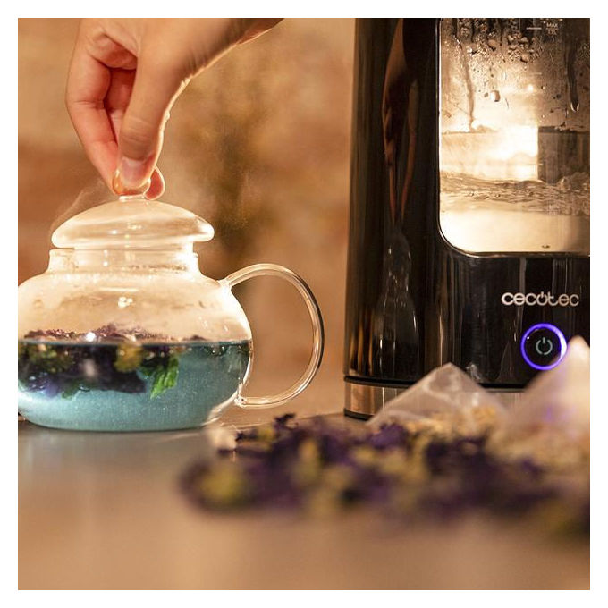Cecotec 01439 Thermosense 330 Glassy Bollitore elettrico 1.7 L 2200 W Keep Warm filtro anticalcare base 360° colore Nero