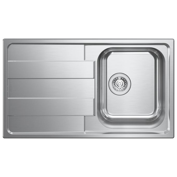 CM 015723 LEVANTE Lavello montato su piano 1 vasca Acciaio inox satinato con scolapiatti posizionabile (86x50 cm) colore Argento