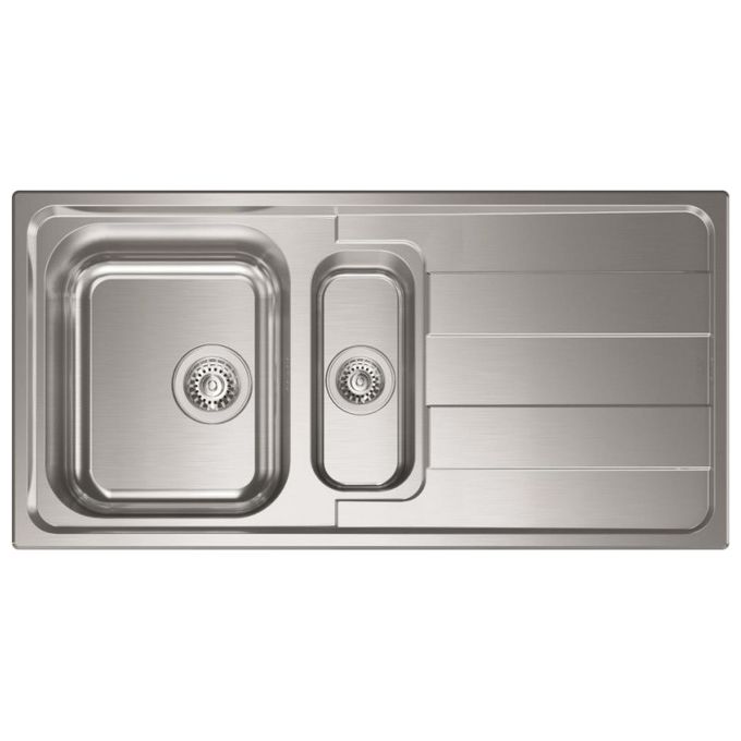 CM 015725 Levante Lavello da incasso 2 vasche acciaio inox AISI 304 sopratop 100x50 cm gocciolatoio colore Inox