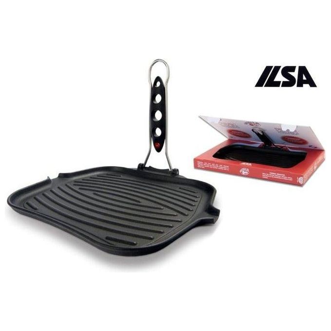 Ilsa 0235025 Dietella Go Bistecchiera Quadrata in Ghisa Smaltata con Indicatore Termico 25x25 cm colore Nero