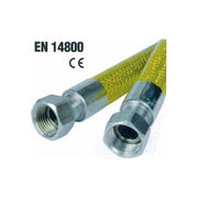 IDRO BRIC B2_0150179 Tubo Flessibile per Gas Domestici 200 cm 1-2'' F-F in Acciaio INOX AISI 316 Certificato EN14800 per GPL e Metano colore Nero