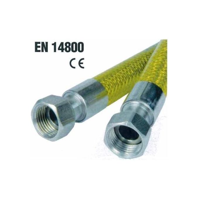 IDRO BRIC B2_0150179 Tubo Flessibile per Gas Domestici 200 cm 1-2'' F-F in Acciaio INOX AISI 316 Certificato EN14800 per GPL e Metano colore Nero