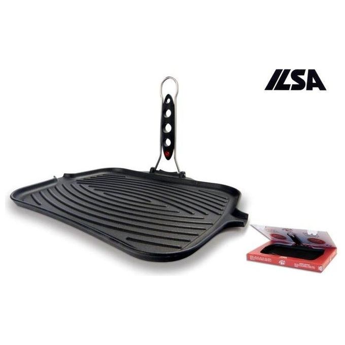 Ilsa 02450280GBS Dietella Go Bistecchiera Rettangolare Maxi Ghisa Smaltata Indicatore Termico 28x36 cm colore Nero