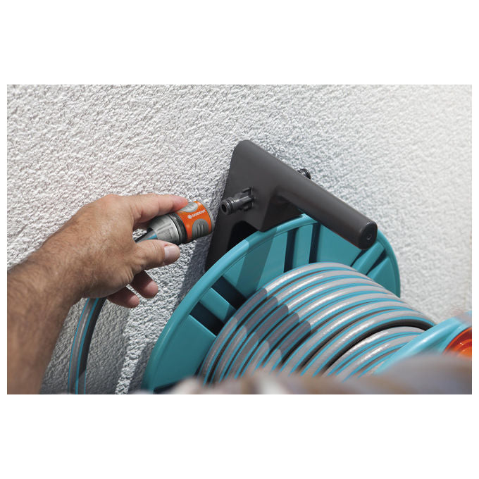 Gardena 2650-20 Classic Avvolgitubo a muro con rullo di guida 60 m colore Nero Turchese
