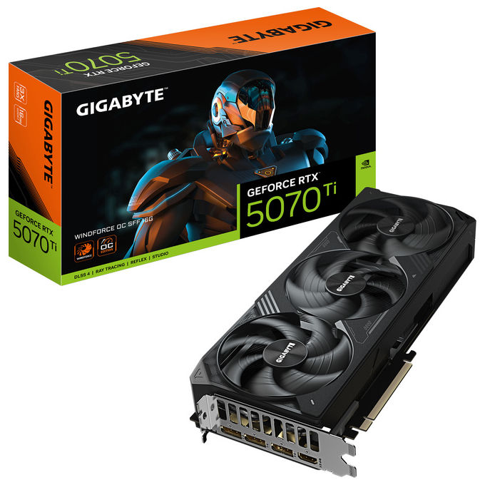 Gigabyte GV-N507TWF3OC-16GD GeForce RTX 5070 Ti WINDFORCE OC SFF Scheda Grafica 16 GB GDDR7 256 bit 2497 MHz 3 ventole PCI Express 5.0 colore Nero