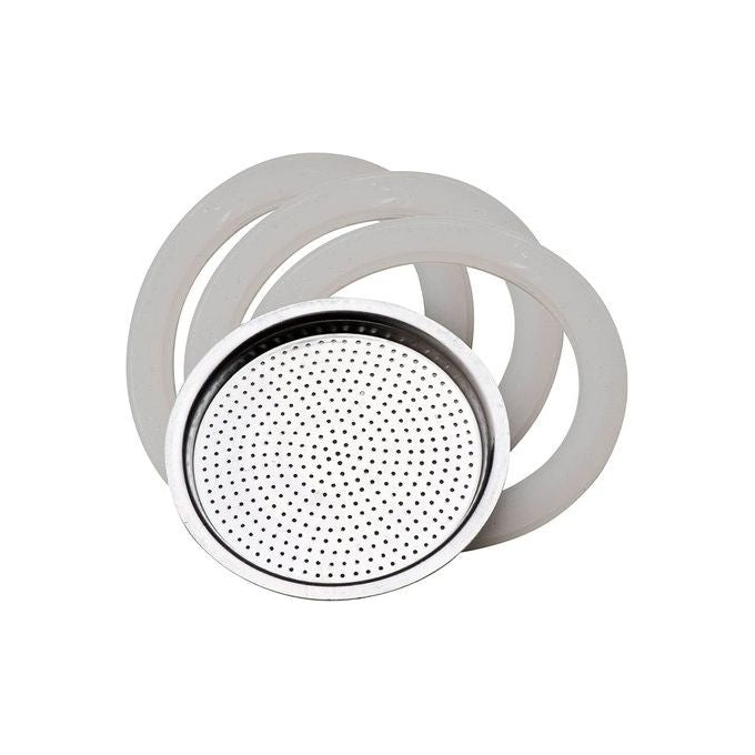Pedrini 02CF039-RG1 Steelmoka Guarnizioni con Filtro Ricambio Caffettiera 10 Tazze Silicone Alimentare colore Bianco