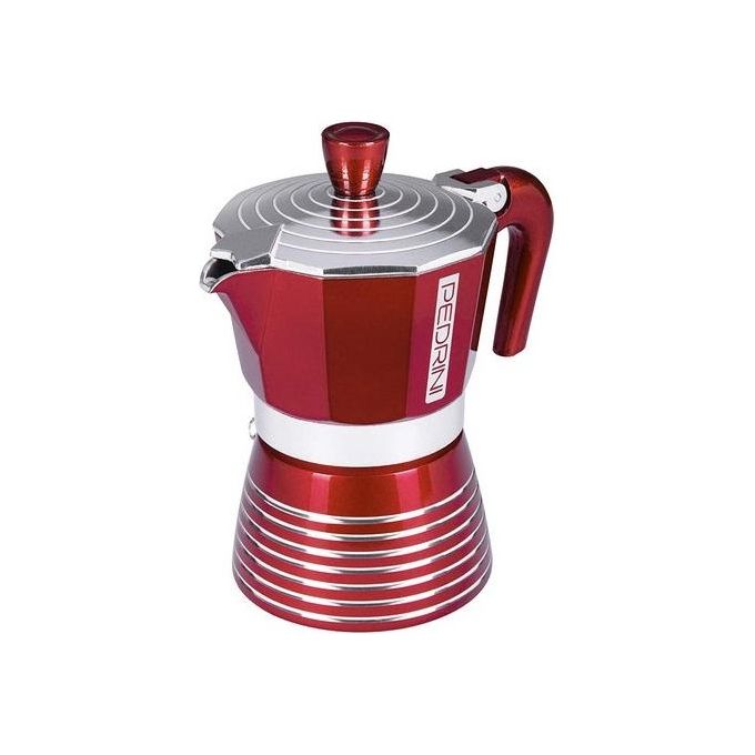 Pedrini 02CF115 Infinity Caffettiera Moka 3 tazze in Alluminio colore Rosso