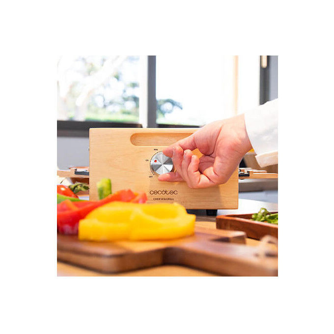 Cecotec 03090 CheeseandGrill 8200 Wood Raclette Grill 1200 W 8 Padelle Termostato Regolabile colore Legno