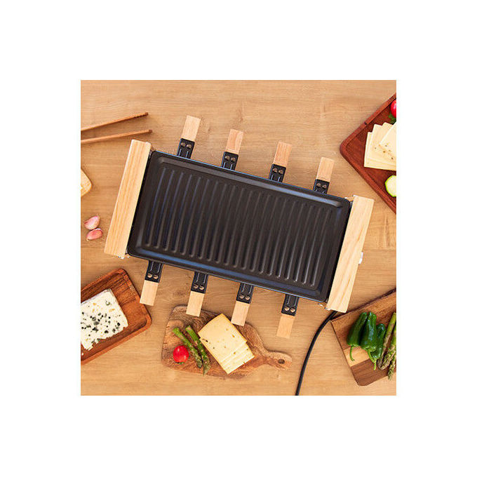 Cecotec 03090 CheeseandGrill 8200 Wood Raclette Grill 1200 W 8 Padelle Termostato Regolabile colore Legno
