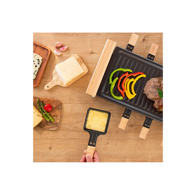 Cecotec 03090 CheeseandGrill 8200 Wood Raclette Grill 1200 W 8 Padelle Termostato Regolabile colore Legno