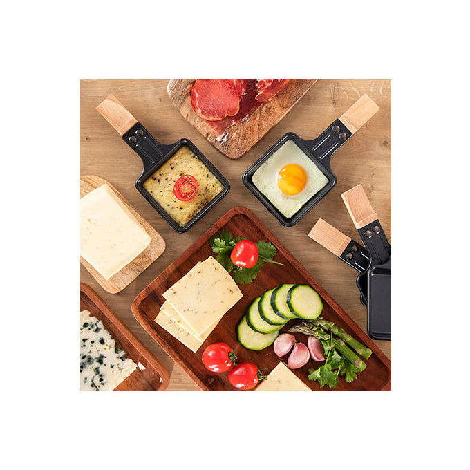 Cecotec 03090 CheeseandGrill 8200 Wood Raclette Grill 1200 W 8 Padelle Termostato Regolabile colore Legno