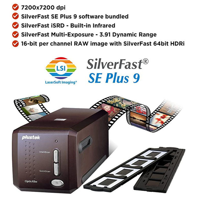 Plustek 0317 OpticFilm 8300i SE Scanner per film Risoluzione 7200 dpi Sensore CCD Interfaccia USB 2.0 Tipo B colore Nero