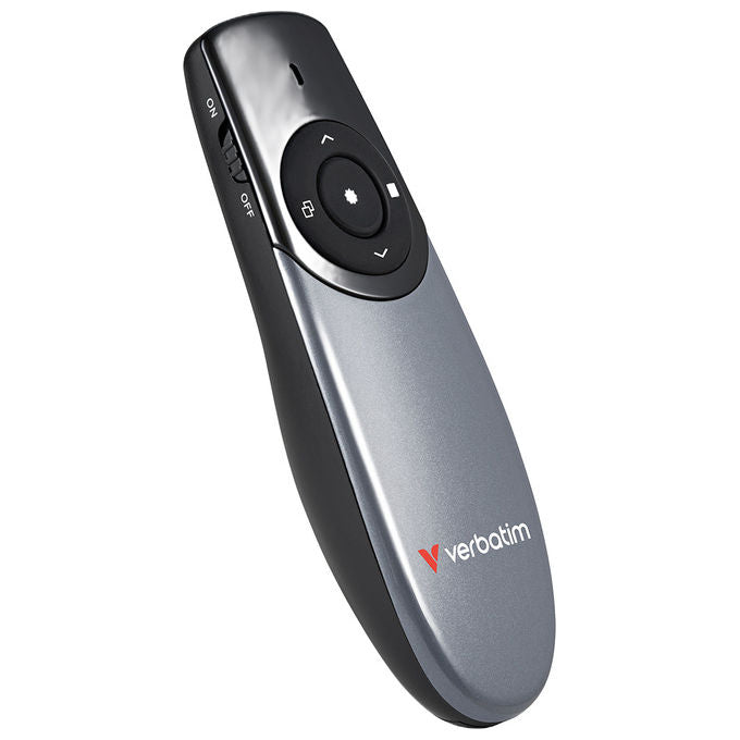 Verbatim 32365 Puntatore Wireless RF 2.4 GHz Portata 30 m con Puntatore Laser Rosso 5 Tasti Ricaricabile colore Nero Argento