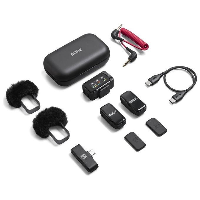 Rode WIMICROCKIT Wireless Micro Camera Kit Microfono Wireless con USB-C e 3.5mm TRS Portata 100 m Batteria 7 ore colore Nero