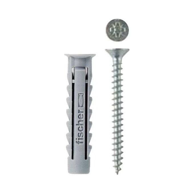 Fischer 04419 Confezione 4 Tasselli Universali in Nylon Sx D. 10mm con Vite Croce Pz