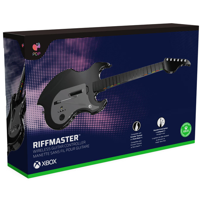 PDP 049-034-BK Riffmaster Chitarra Wireless per Xbox One Series S Series X PC D-pad Joystick Analogico Jack Audio 3,5 mm Batteria Ricaricabile 36 h colore Nero Grigio