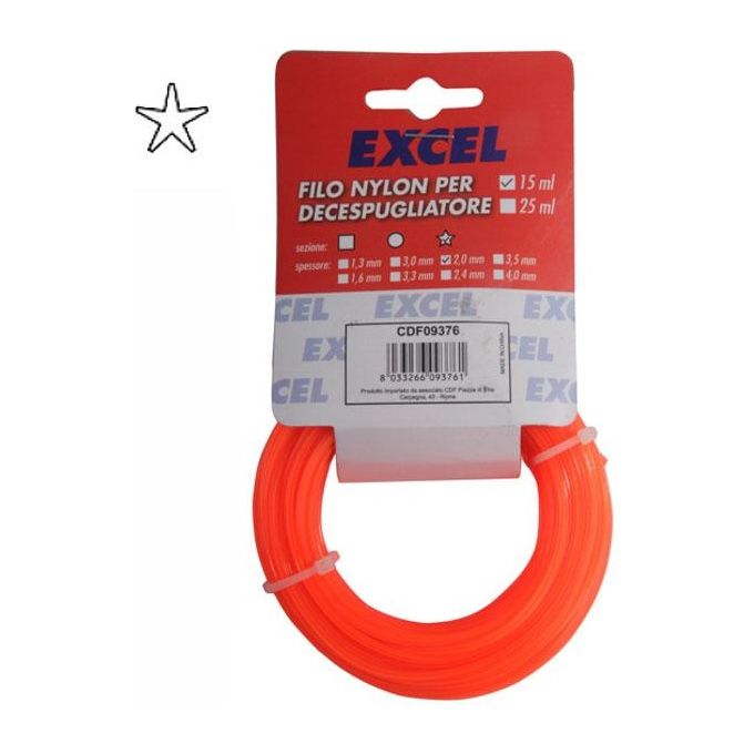 Excel Filo Nylon Pentagono 3,0Mm 15Mt