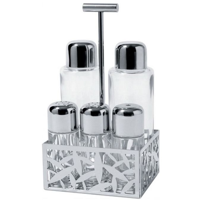 Alessi MSA16 Cactus! Menage Olio Aceto Sale e Pepe in Acciaio Inossidabile 18-10 colore Acciaio Lucido