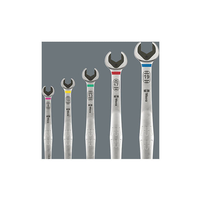Wera 05020380001 6007 Joker Set di Chiavi a Cricchetto Aperte 5 Pezzi Misura 8 10 13 17 19 mm colore Acciaio inox
