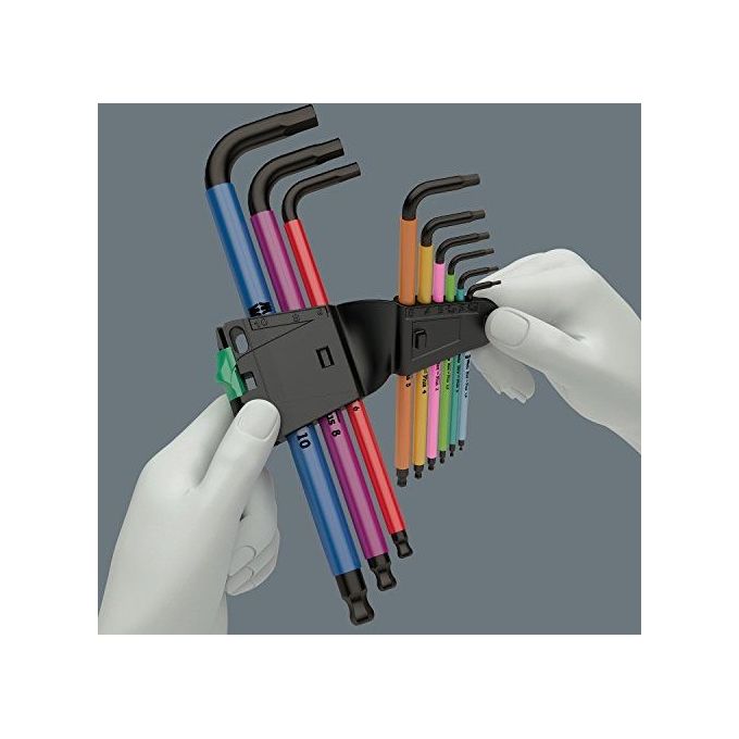Wera 05022210001 950-9 Hex-Plus Set Chiavi a Brugola a L 9 pezzi BlackLaser con funzione di ritegno colore Multicolore