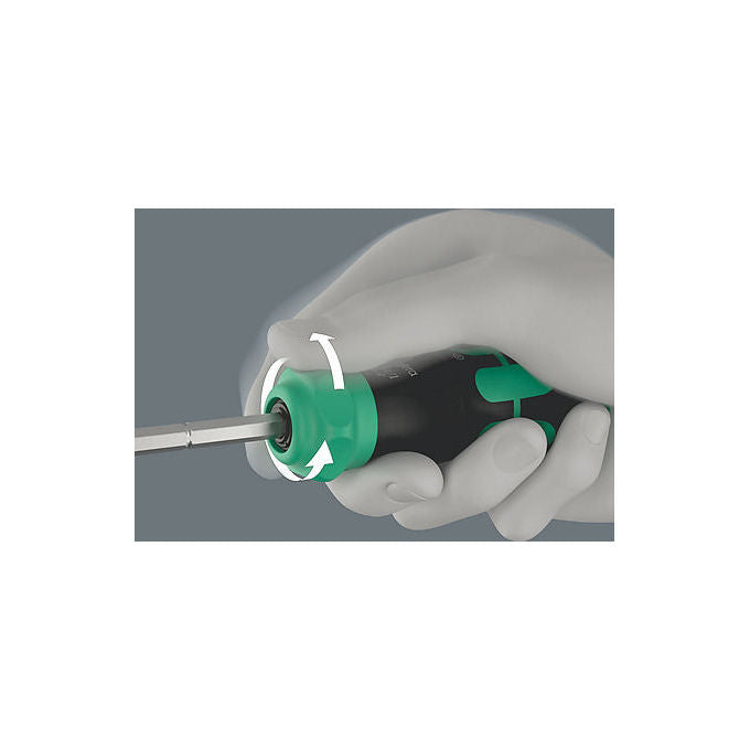 Wera 05051513001 Kraftform Kompakt 20 RA-R Set di bit con cricchetto integrato e 6 inserti PH PZ TORX Piatto lunghezza 25 mm materiale acciaio funzione cricchetto colore Nero-Verde