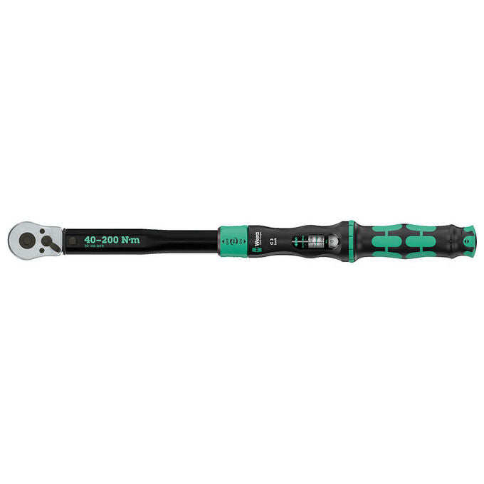 Wera 05075692001 Click-Torque Lock C 3 Chiave dinamometrica 40-200 Nm 1-2 pollice con cricchetto reversibile 45 denti precisione ± 3% colore Nero Verde
