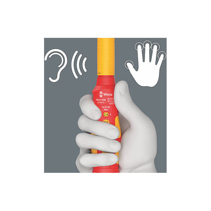 Wera 05075876001 Cacciavite dinamometrico VDE 7616 Kraftform Safe Torque Speed 2,4 - 4 Nm con isolamento di protezione VDE colore Rosso Giallo