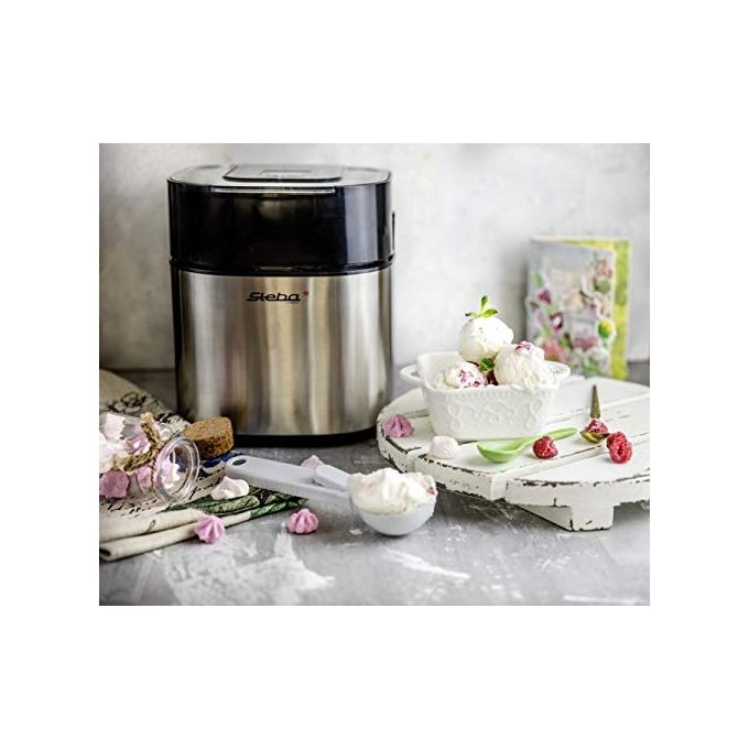 Steba IC 30 Macchina per Gelato Tradizionale 1,5 L 9,5 W Display LCD Timer Integrato Piedini Antiscivolo Colore Nero Acciaio Inossidabile