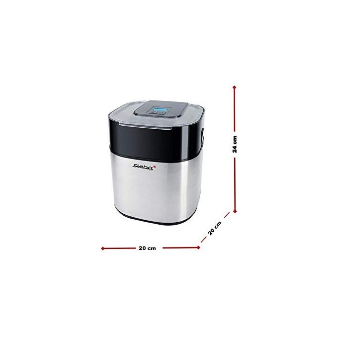 Steba IC 30 Macchina per Gelato Tradizionale 1,5 L 9,5 W Display LCD Timer Integrato Piedini Antiscivolo Colore Nero Acciaio Inossidabile