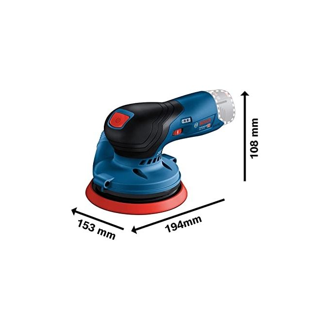 Bosch 0 601 372 100 GEX 12V-125 Professional Levigatrice rotoorbitale a batteria 12 V 10000 giri-min Velcro colore Nero Blu Rosso