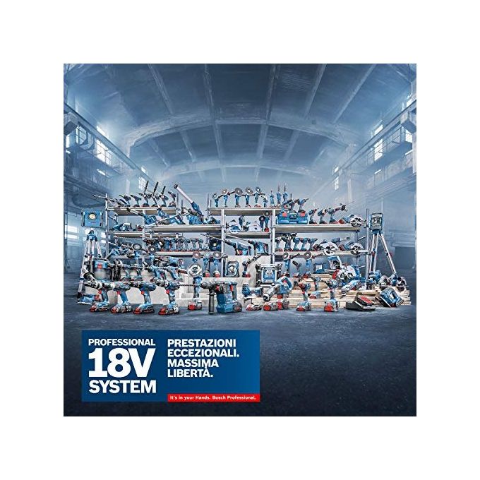 Bosch Professional 0601446700 GLI 18V-1200 C Luce da cantiere a LED 1200 lumen IP64 2 livelli di luminosita' 5 posizioni d'appoggio colore Nero Blu
