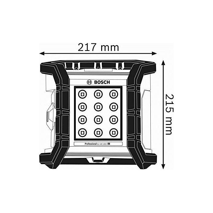 Bosch Professional 0601446700 GLI 18V-1200 C Luce da cantiere a LED 1200 lumen IP64 2 livelli di luminosita' 5 posizioni d'appoggio colore Nero Blu