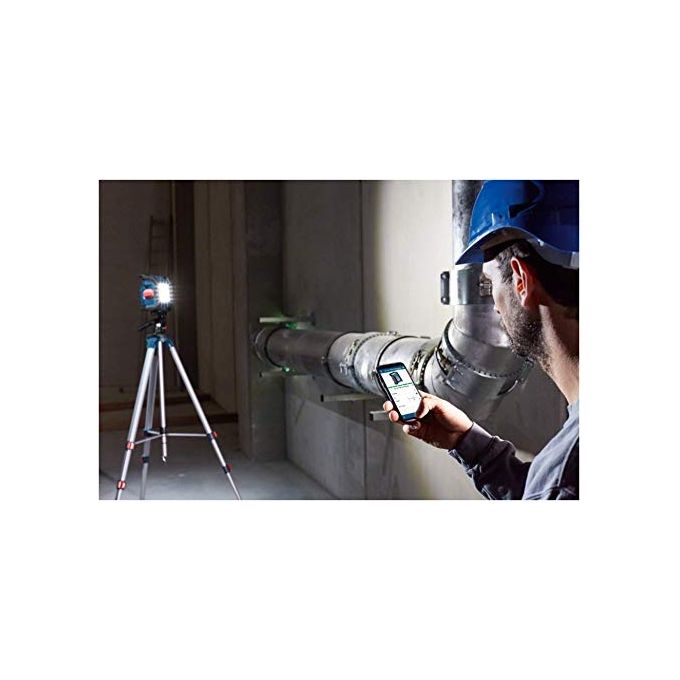 Bosch Professional 0601446700 GLI 18V-1200 C Luce da cantiere a LED 1200 lumen IP64 2 livelli di luminosita' 5 posizioni d'appoggio colore Nero Blu