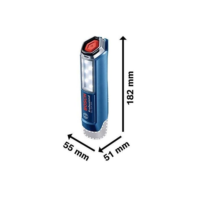 Bosch Professional Torcia a Batteria GLI 12V-300 Senza Batteria 12V Flusso Luminoso 300 Lumen