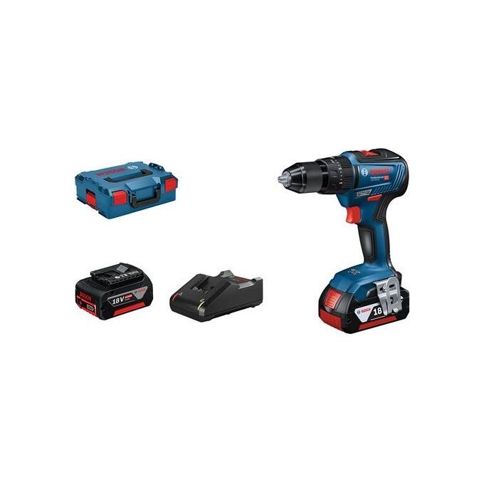 Bosch Professional 06019H5300 GSB 18V-55 Trapano a Percussione Brushless 18V 55Nm 2 Batterie 4Ah Mandrino 13mm colore Blu