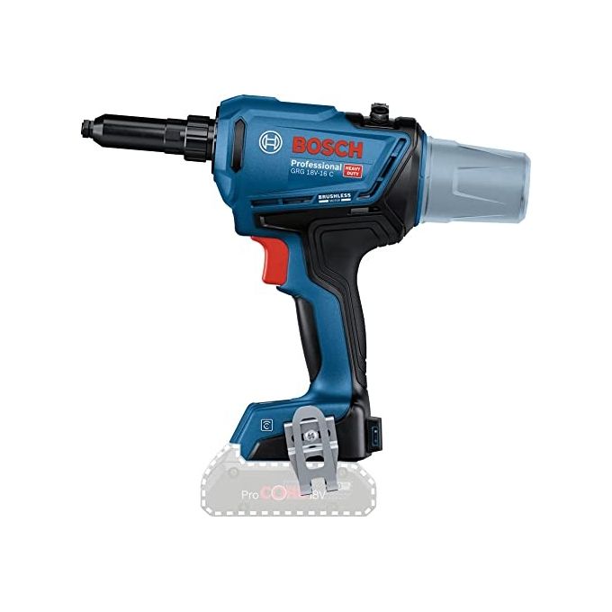 Bosch Professional 06019K5000 GRG 18V-16 C Pistola Rivettatrice a Batteria Forza 16.000 N Diametro Rivetti 3.0-6.4 mm Modalita' AUTO e MANUAL Bluetooth Integrato colore Nero