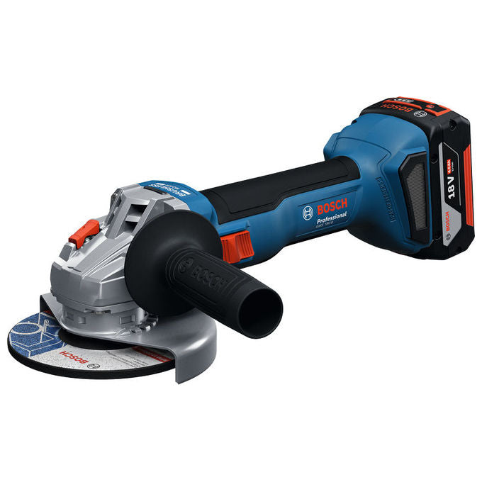 Bosch Professional smerigliatrice angolare GWS 18V-8, 125 mm, motore brushless, 800W, 18V, 2 batterie 4.0Ah, caricabatterie GAL 18V-40, valigetta L-BOXX