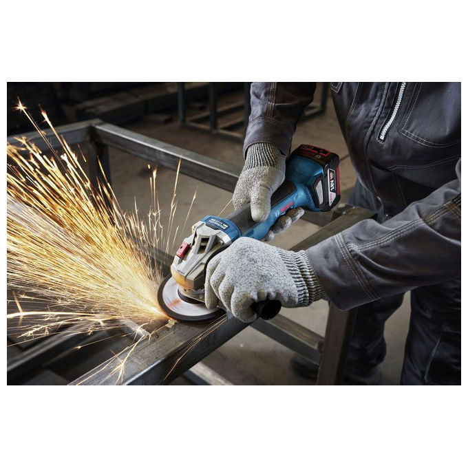 Bosch Professional smerigliatrice angolare GWS 18V-8, 125 mm, motore brushless, 800W, 18V, 2 batterie 4.0Ah, caricabatterie GAL 18V-40, valigetta L-BOXX