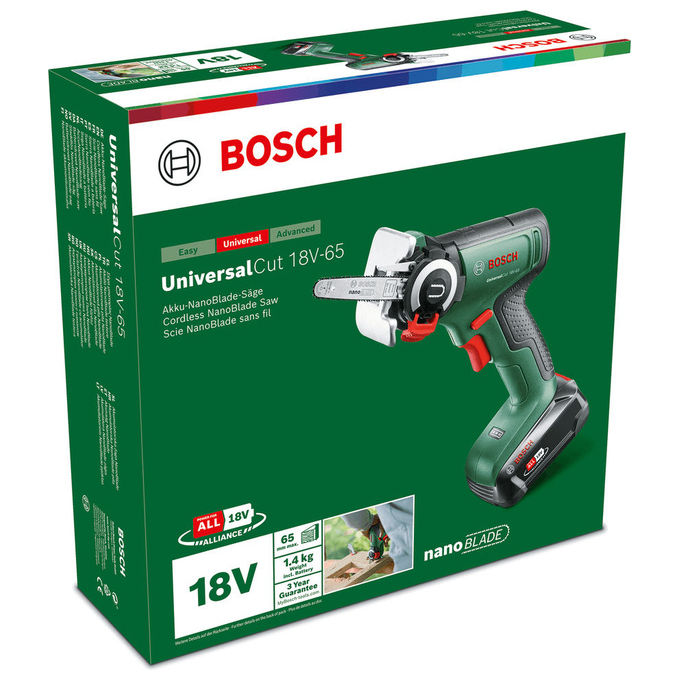 Bosch 06033D5202 UniversalCut 18V-65 Sega a Batteria Tecnologia NanoBlade 6,5 cm 8000 giri-min colore Verde-Nero