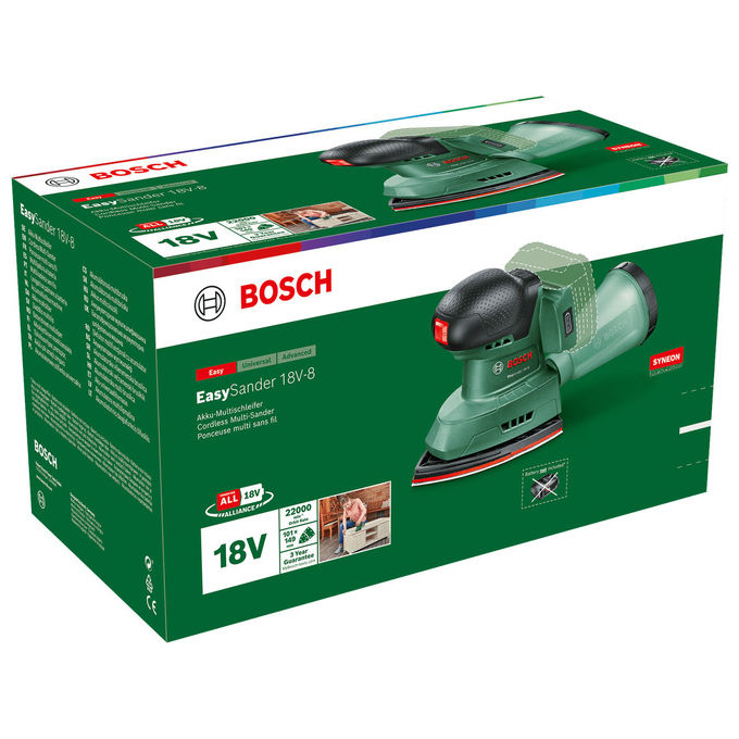 Bosch 06033E3000 EasySander 18V-8 Levigatrice orbitale 22000 OPM 1 6 mm 18 V 2 5 Ah colore Nero Verde