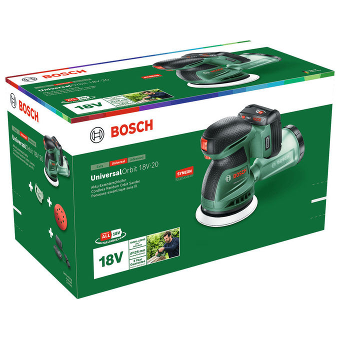 Bosch 06033E4102 UniversalOrbit 18V-20 Levigatrice orbitale 18 V 2,5 Ah 10000 - 23000 OPM colore Nero Verde
