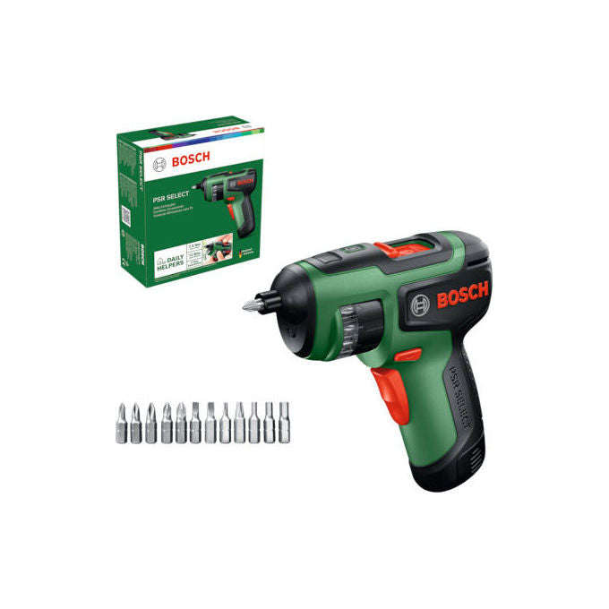 Bosch Home and Garden 0603977100 PSR SELECT Avvitatore a batteria 7,5 Nm 210 rpm 2 Ah BA 4V 12 bit LED integrato colore Nero
